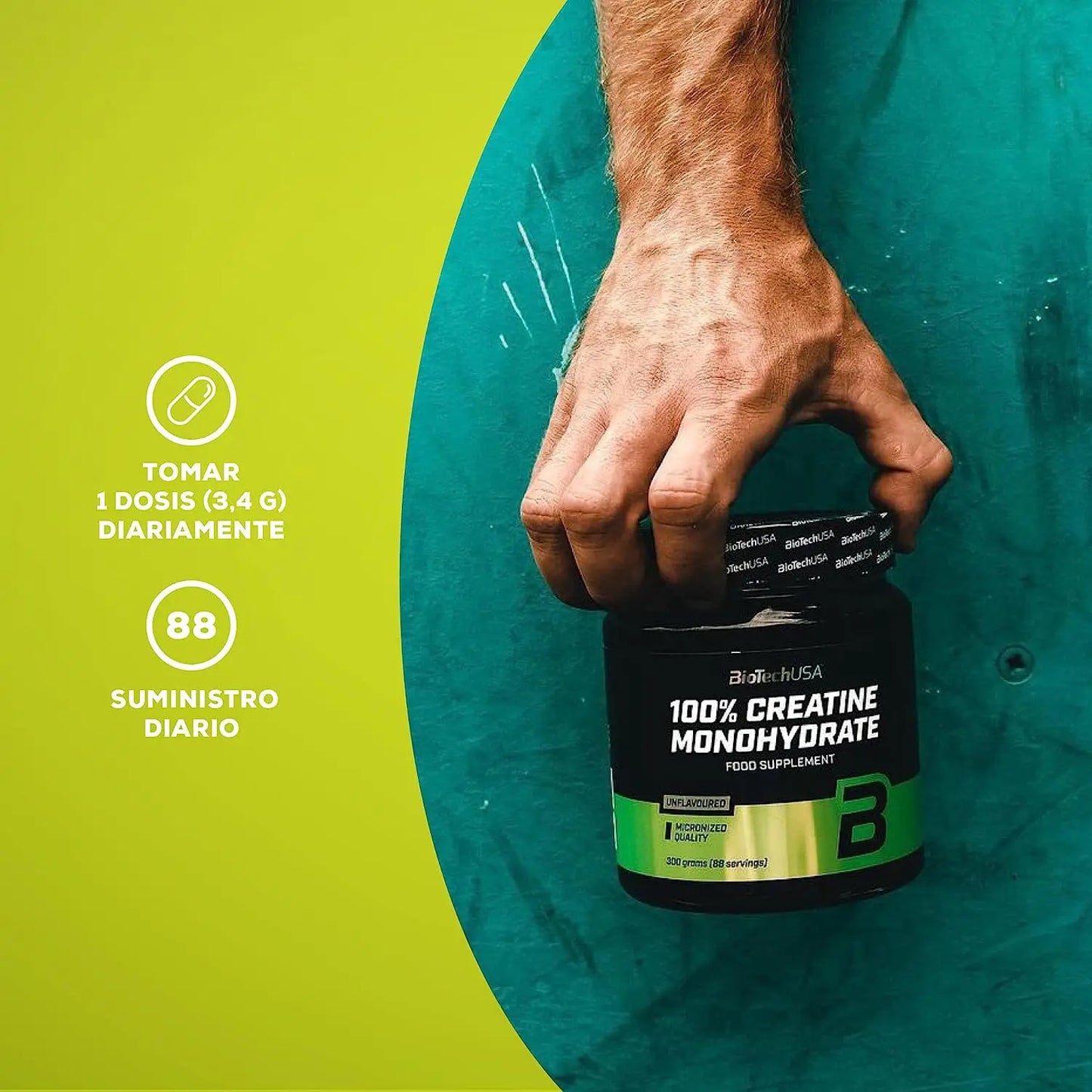 BioTechUSA Creatina Monohidrato 100% Micronizada | 300g | Sin Sabor