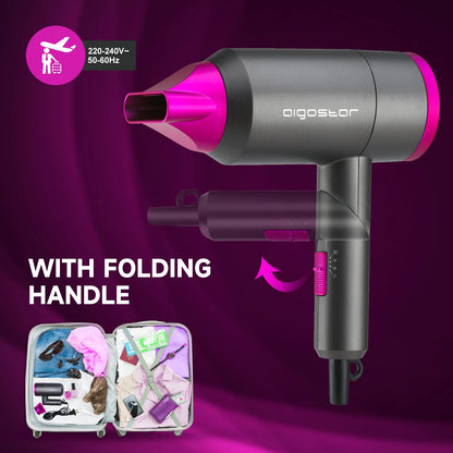 Secador de Pelo AIGOSTAR 1800W – Plegable, 3 Temperaturas y Protección Sobrecalentamiento
