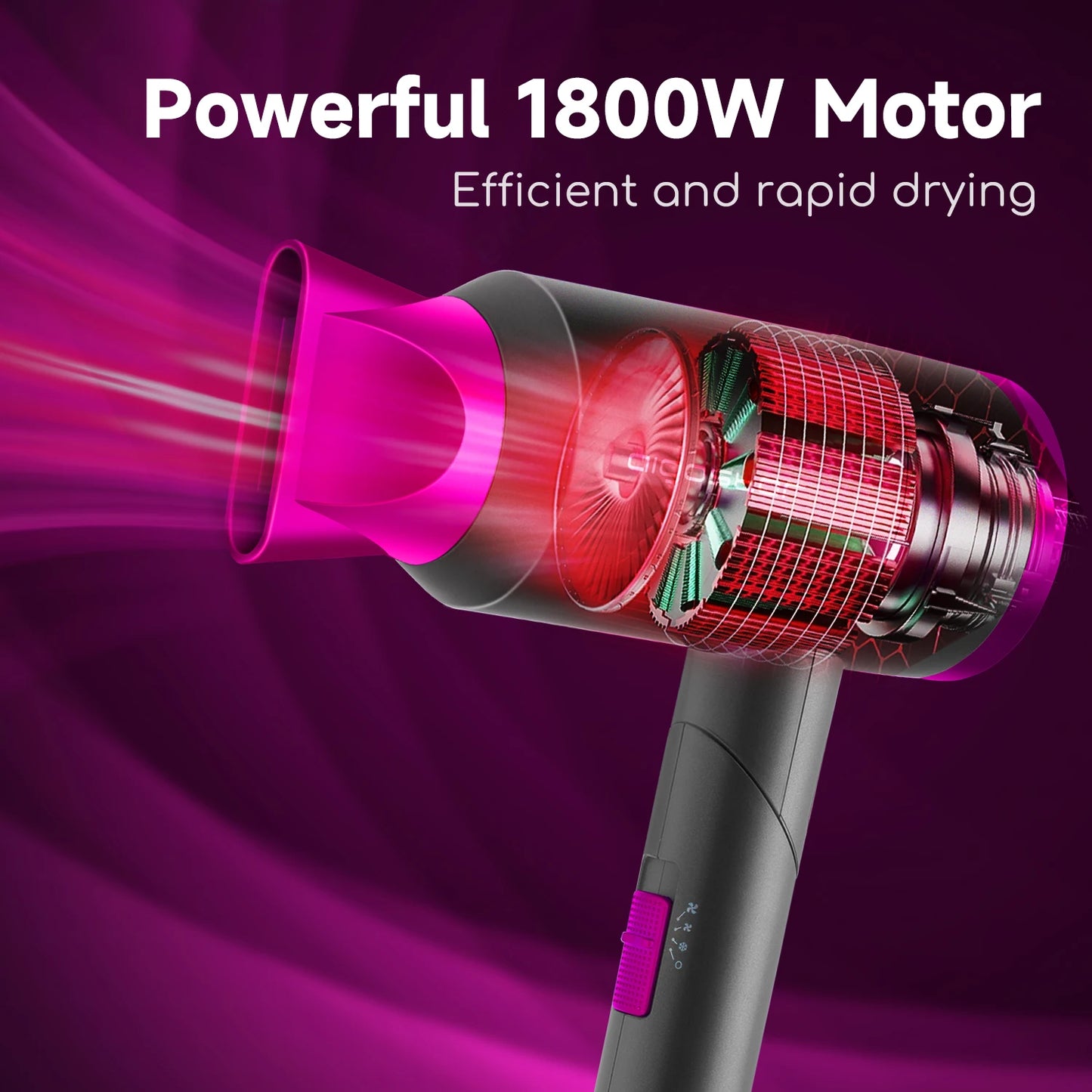 Secador de Pelo AIGOSTAR 1800W – Plegable, 3 Temperaturas y Protección Sobrecalentamiento