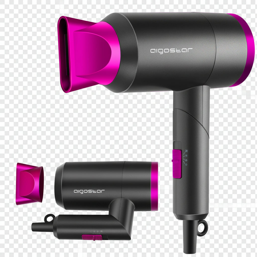 Secador de Pelo AIGOSTAR 1800W – Plegable, 3 Temperaturas y Protección Sobrecalentamiento