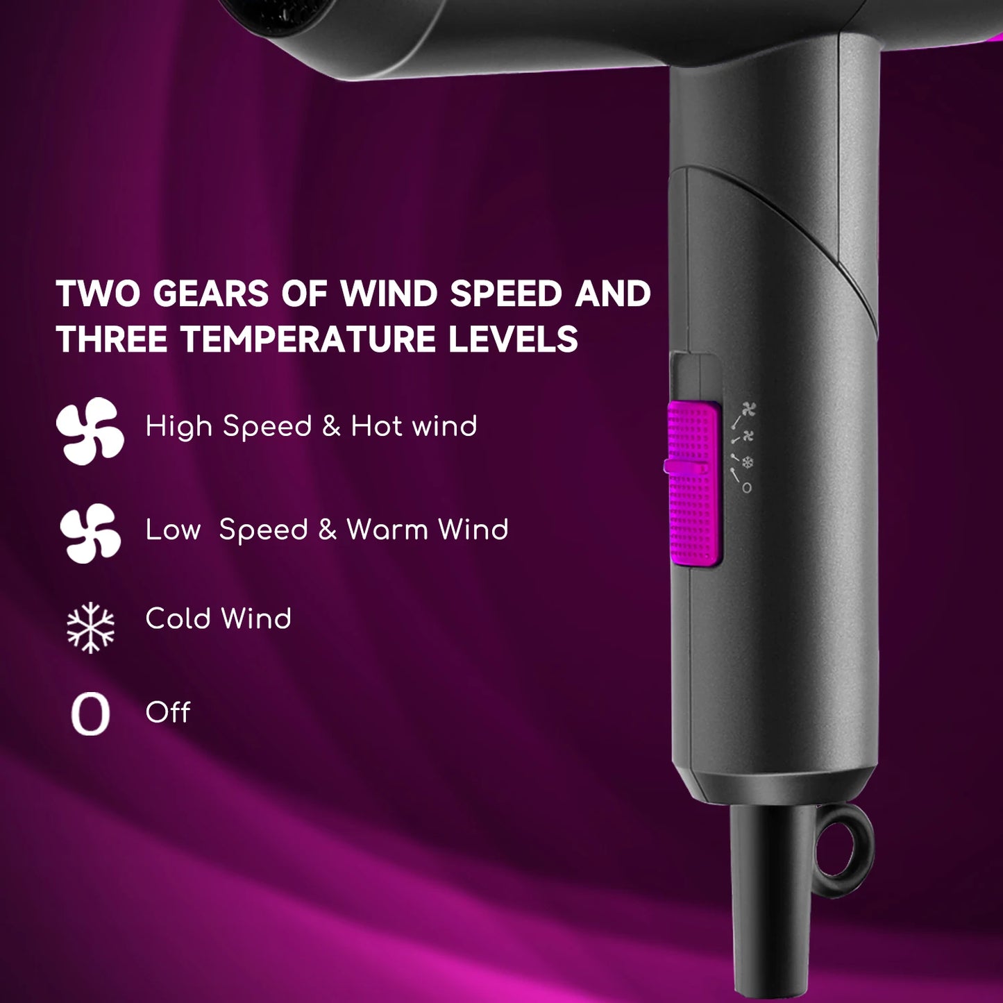 Secador de Pelo AIGOSTAR 1800W – Plegable, 3 Temperaturas y Protección Sobrecalentamiento