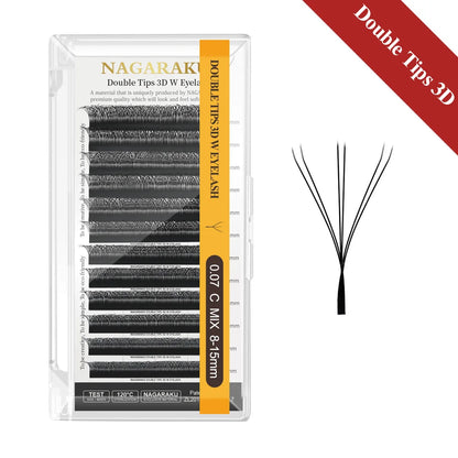 NAGARAKU Extensiones de Pestañas W Shape Premade Fan — 3D a 8D, Fibra Nano PBT Suave